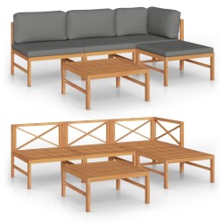 vidaXL Set de muebles de jardín 5 pzas madera de teca y cojines gris