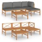 vidaXL Set de muebles de jardín 5 pzas madera de teca y cojines gris