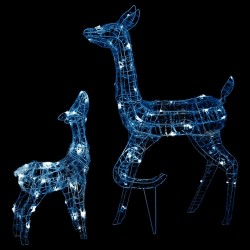 vidaXL Familia de renos de Navidad acrílico blanco frío 160 LEDs