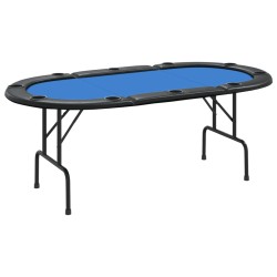 vidaXL Mesa de póquer plegable para 10 jugadores azul 206x106x75 cm