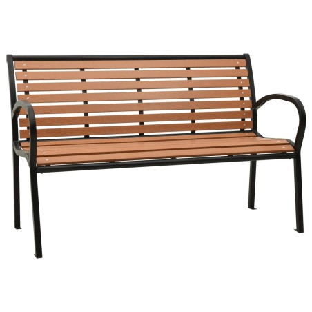vidaXL Banco de jardín acero y WPC negro y marrón 116 cm