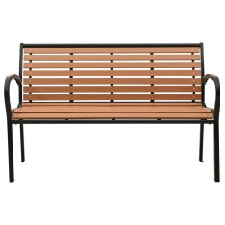vidaXL Banco de jardín acero y WPC negro y marrón 116 cm