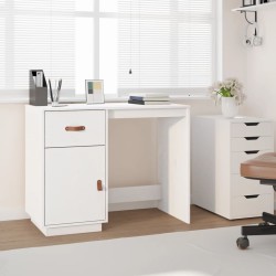 vidaXL Escritorio de madera maciza de pino blanco 95x50x75 cm