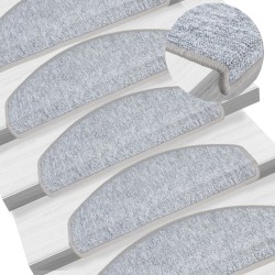 vidaXL Alfombrillas de escalera 15 unidades gris claro 65x24x4 cm