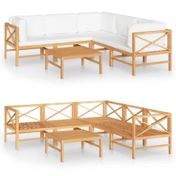 vidaXL Set de muebles de jardín 6 pzas madera de teca y cojines crema