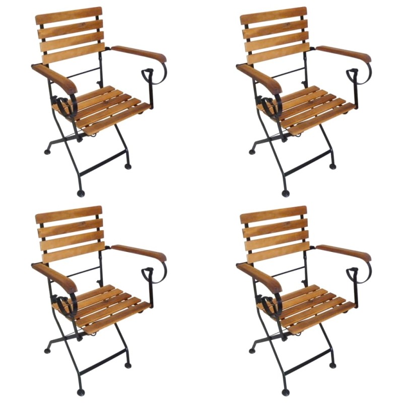 vidaXL Sillas de jardín plegables 4 uds madera maciza acacia y acero vidaXL Sillas de jardín plegables 4 uds madera maciza acacia y acero