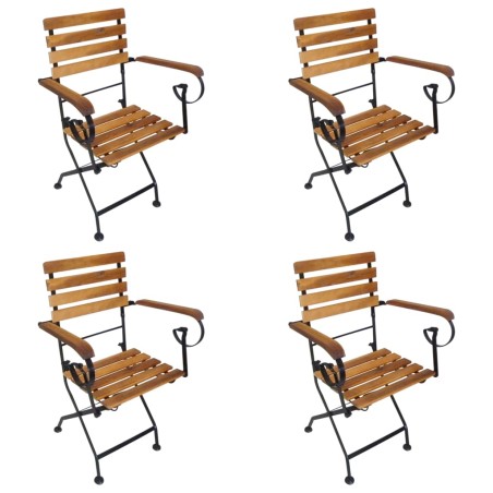 vidaXL Sillas de jardín plegables 4 uds madera maciza acacia y acero