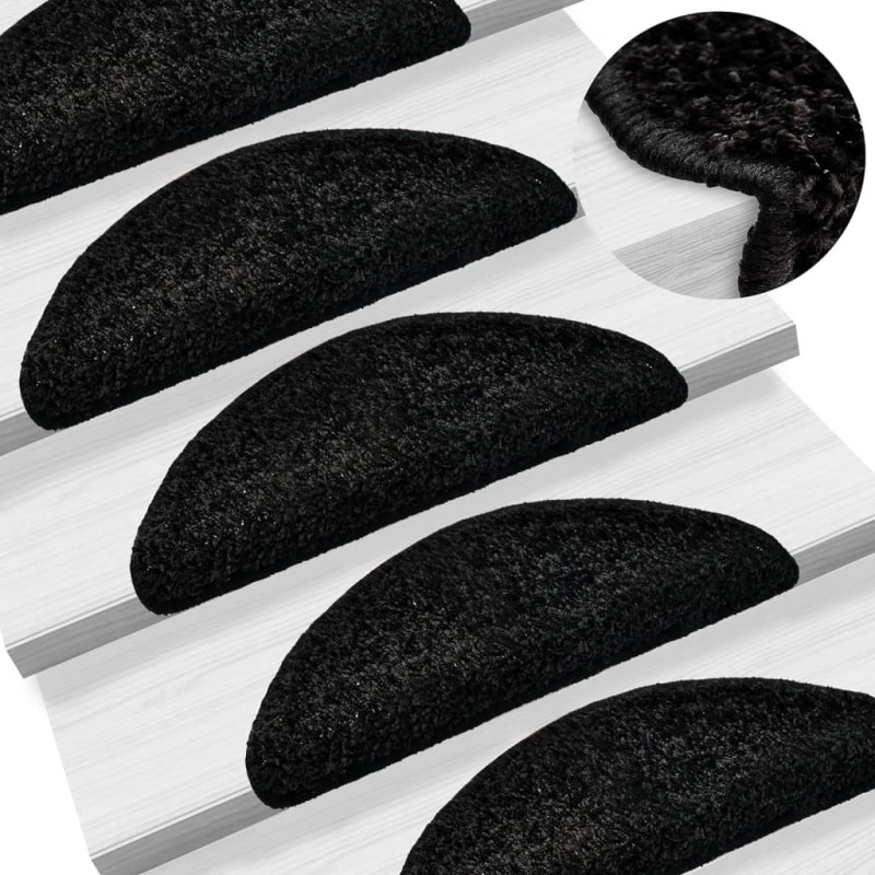 vidaXL Alfombras de peldaños de escalera 15 uds negro 56x17x3 cm vidaXL Alfombras de peldaños de escalera 15 uds negro 56x17x3 cm