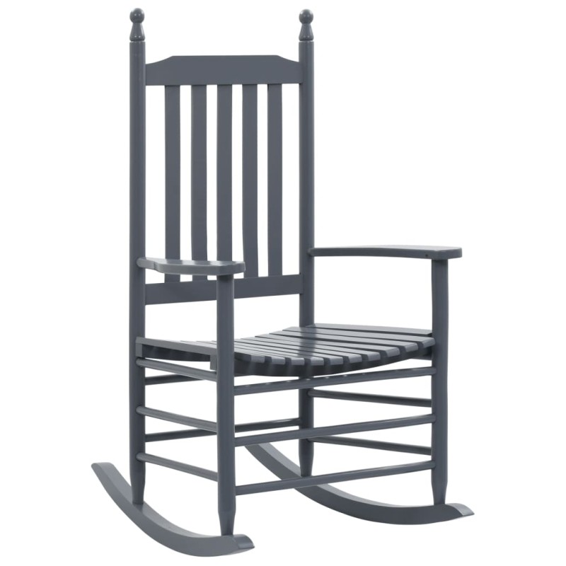 vidaXL Mecedora con asiento curvado madera de álamo gris vidaXL Mecedora con asiento curvado madera de álamo gris