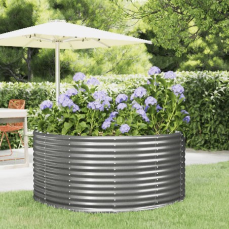 vidaXL Jardinera acero con recubrimiento en polvo gris 140x140x68 cm
