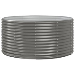 vidaXL Jardinera acero con recubrimiento en polvo gris 140x140x68 cm