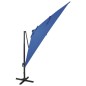 vidaXL Sombrilla voladiza con poste y luces LED azul 300 cm vidaXL Sombrilla voladiza con poste y luces LED azul 300 cm