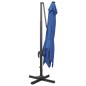 vidaXL Sombrilla voladiza con poste y luces LED azul 300 cm vidaXL Sombrilla voladiza con poste y luces LED azul 300 cm