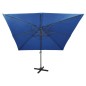vidaXL Sombrilla voladiza con poste y luces LED azul 300 cm vidaXL Sombrilla voladiza con poste y luces LED azul 300 cm