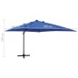 vidaXL Sombrilla voladiza con poste y luces LED azul 300 cm vidaXL Sombrilla voladiza con poste y luces LED azul 300 cm
