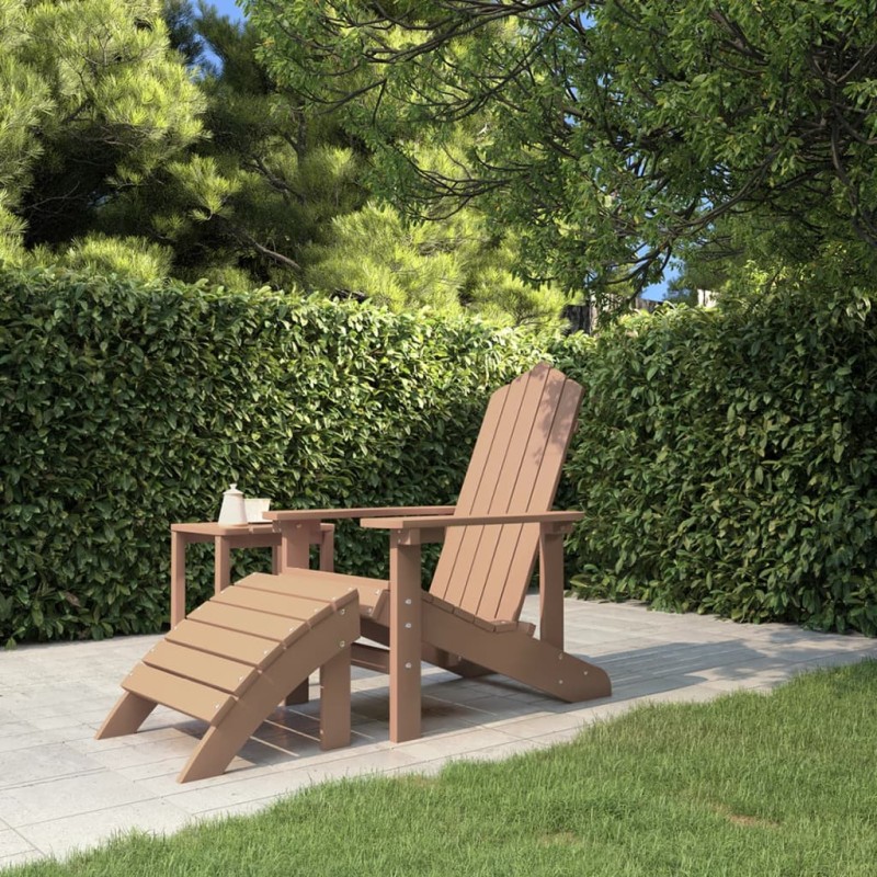 vidaXL Silla de jardín Adirondack con reposapiés HDPE marrón vidaXL Silla de jardín Adirondack con reposapiés HDPE marrón