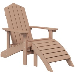 vidaXL Silla de jardín Adirondack con reposapiés HDPE marrón