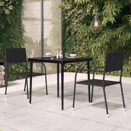 vidaXL Mesa de comedor de jardín acero y vidrio negra 80x80x74 cm