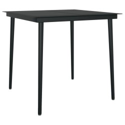 vidaXL Mesa de comedor de jardín acero y vidrio negra 80x80x74 cm