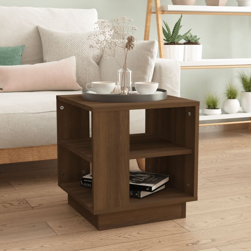 vidaXL Mesa de centro madera contrachapada roble marrón 40x40x43 cm vidaXL Mesa de centro madera contrachapada roble marrón 40x40x43 cm