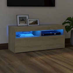 vidaXL Mueble de TV con luces LED roble Sonoma 90x35x40 cm