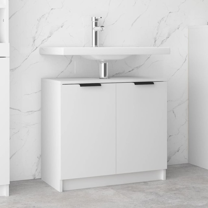 vidaXL Armario de baño madera contrachapada blanco 64,5x33,5x59 cm vidaXL Armario de baño madera contrachapada blanco 64,5x33,5x59 cm