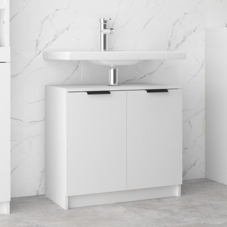 vidaXL Armario de baño madera contrachapada blanco 64,5x33,5x59 cm