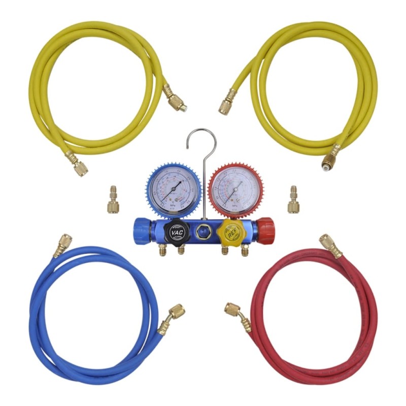 vidaXL Conjunto de herramientas de manómetro de cuatro vías vidaXL Conjunto de herramientas de manómetro de cuatro vías
