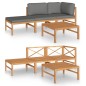 vidaXL Set de muebles de jardín 4 pzas madera de teca y cojines gris vidaXL Set de muebles de jardín 4 pzas madera de teca y cojines gris