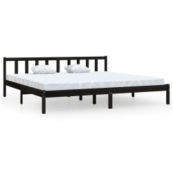 vidaXL Estructura de cama madera maciza Super King negra 180x200 cm
