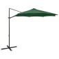 vidaXL Sombrilla voladiza con poste y luces LED verde 300 cm vidaXL Sombrilla voladiza con poste y luces LED verde 300 cm
