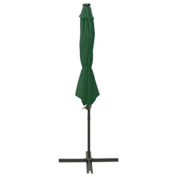 vidaXL Sombrilla voladiza con poste y luces LED verde 300 cm