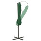 vidaXL Sombrilla voladiza con poste y luces LED verde 300 cm vidaXL Sombrilla voladiza con poste y luces LED verde 300 cm