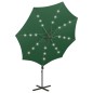 vidaXL Sombrilla voladiza con poste y luces LED verde 300 cm vidaXL Sombrilla voladiza con poste y luces LED verde 300 cm