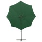 vidaXL Sombrilla voladiza con poste y luces LED verde 300 cm vidaXL Sombrilla voladiza con poste y luces LED verde 300 cm