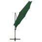 vidaXL Sombrilla voladiza con poste y luces LED verde 300 cm vidaXL Sombrilla voladiza con poste y luces LED verde 300 cm