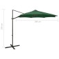 vidaXL Sombrilla voladiza con poste y luces LED verde 300 cm vidaXL Sombrilla voladiza con poste y luces LED verde 300 cm