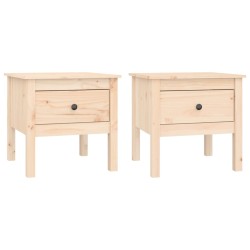 vidaXL Mesa auxiliar 2 unidades de madera maciza de pino 50x50x49 cm