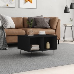 vidaXL Mesa de centro madera contrachapada negro 60x50x36,5 cm