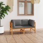 vidaXL Sofá de jardín 2 plazas con cojines gris madera maciza de teca vidaXL Sofá de jardín 2 plazas con cojines gris madera maciza de teca