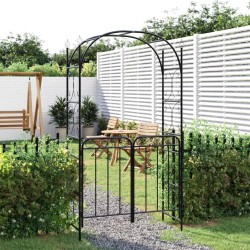 vidaXL Arco de jardín con puerta acero negro 108x45x235 cm