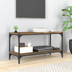 vidaXL Mueble para TV contrachapada y acero roble ahumado 80x33x41 cm