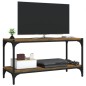 vidaXL Mueble para TV contrachapada y acero roble ahumado 80x33x41 cm vidaXL Mueble para TV contrachapada y acero roble ahumado 80x33x41 cm