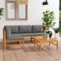 vidaXL Set de muebles de jardín 5 pzas madera de teca y cojines gris vidaXL Set de muebles de jardín 5 pzas madera de teca y cojines gris