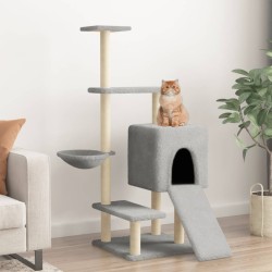vidaXL Rascador para gatos con postes de sisal gris claro 130,5 cm