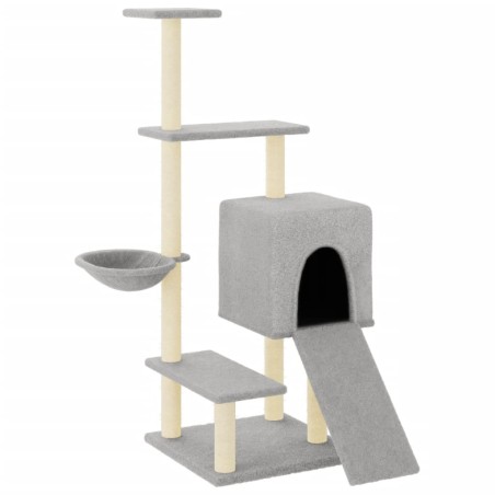 vidaXL Rascador para gatos con postes de sisal gris claro 130,5 cm