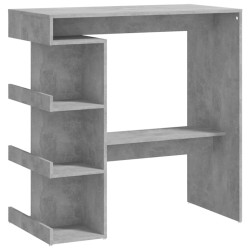 vidaXL Mesa bar almacenaje contrachapada gris hormigón 100x50x101,5 cm