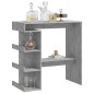 vidaXL Mesa bar almacenaje contrachapada gris hormigón 100x50x101,5 cm