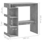 vidaXL Mesa bar almacenaje contrachapada gris hormigón 100x50x101,5 cm