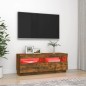 vidaXL Mueble de TV con luces LED roble ahumado 100x35x40 cm vidaXL Mueble de TV con luces LED roble ahumado 100x35x40 cm